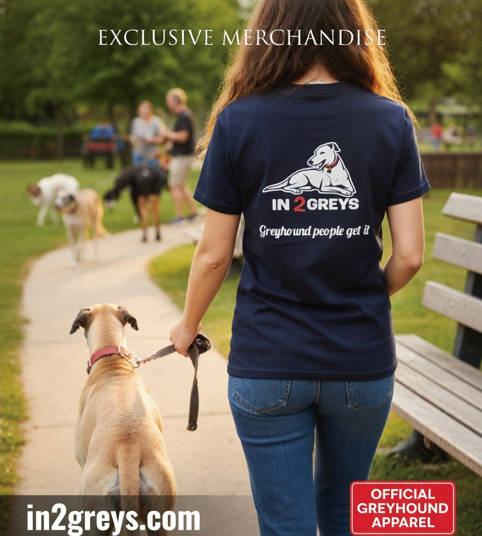 In2Greys Navy Blue T-Shirt – “Greyhound People Get It” (Unisex 100% Cotton)