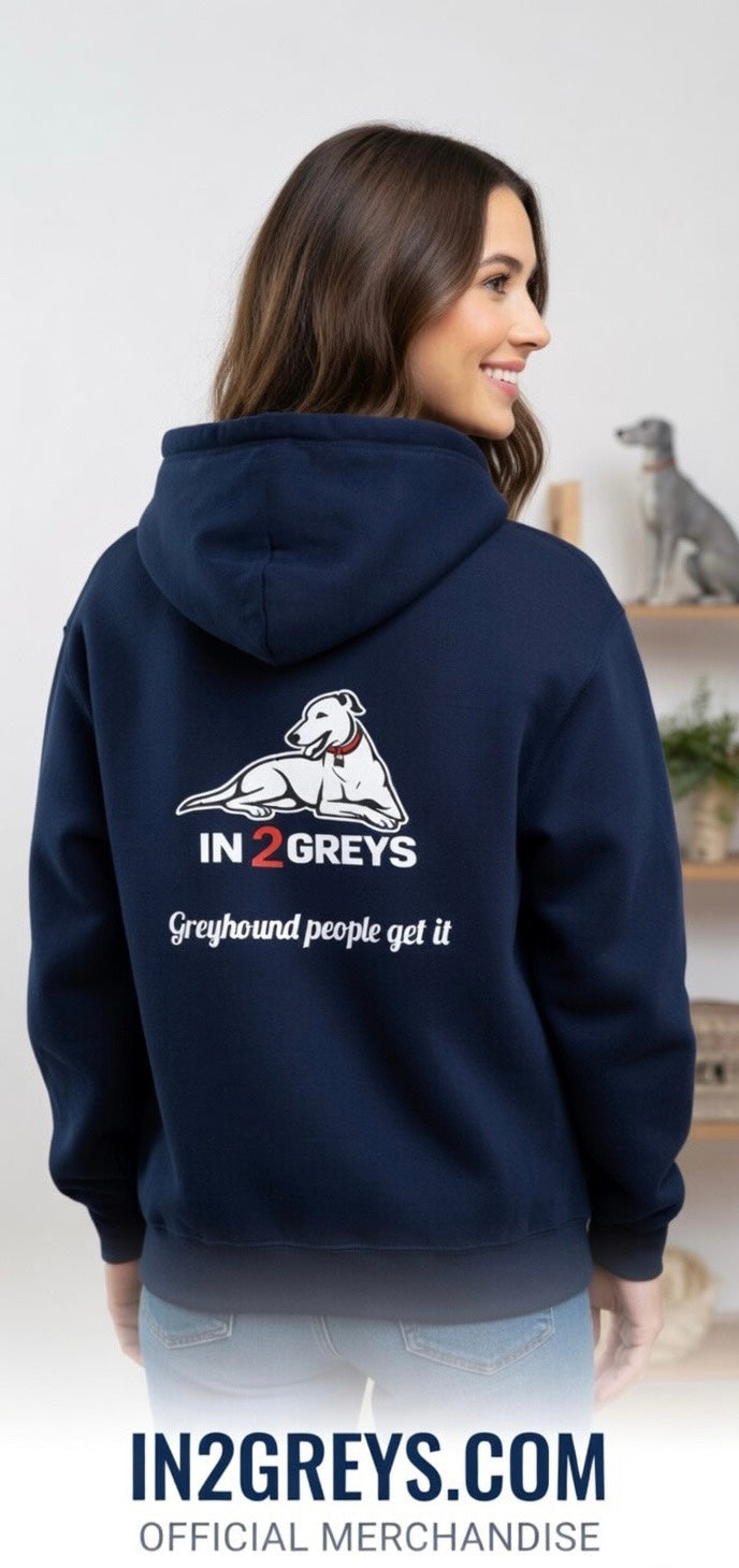In2Greys Navy Blue Hoodie - Greyhound People Get It