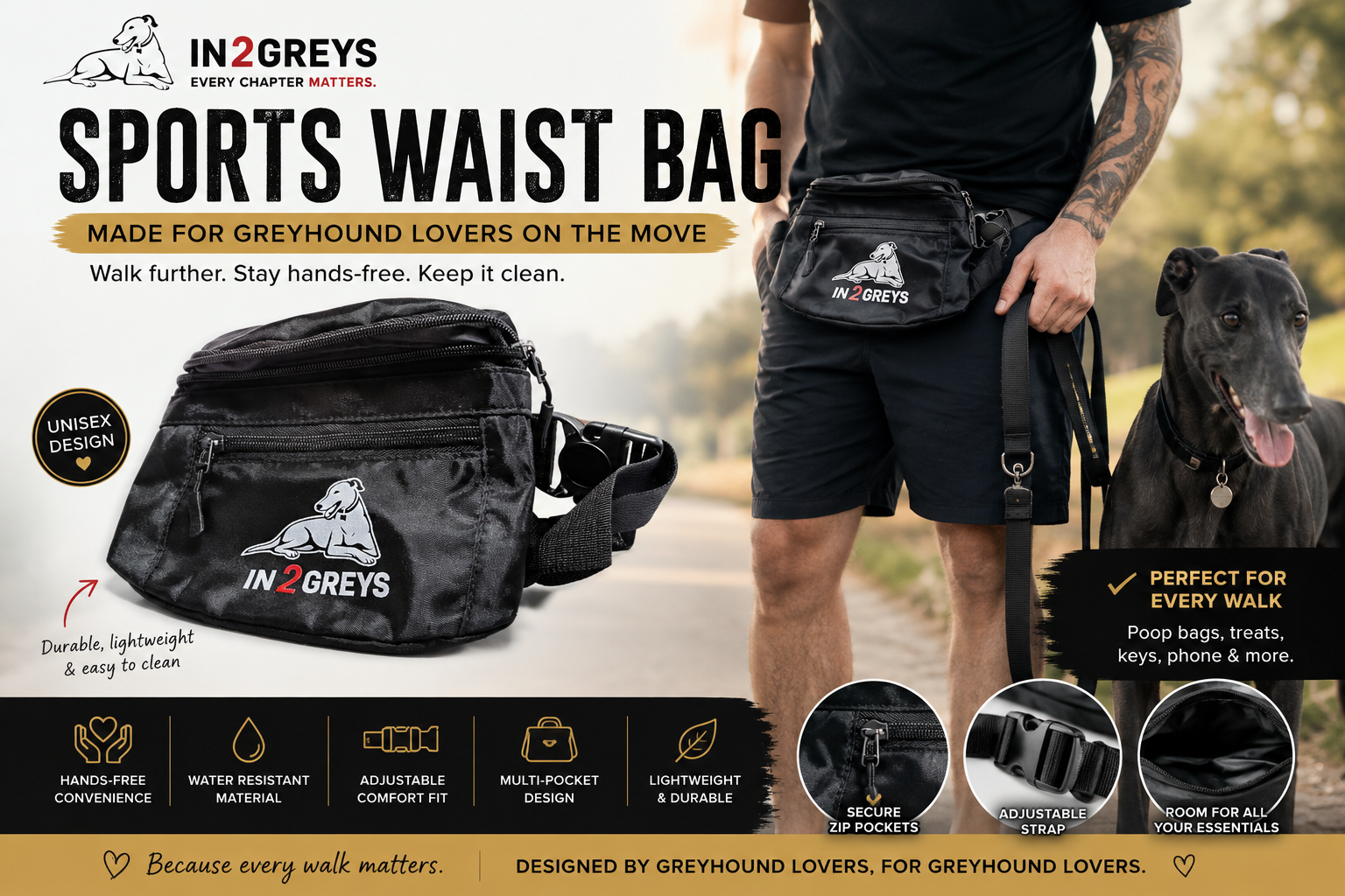 🐾 IN2GREYS Sports Waist Bag