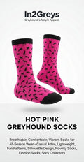 Greyhound Silhouette Socks - Hot Pink